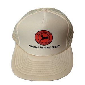 Martindale Buck Club Patch Fishing Derby Hat White Snapback‎ Mesh Cap Trucker